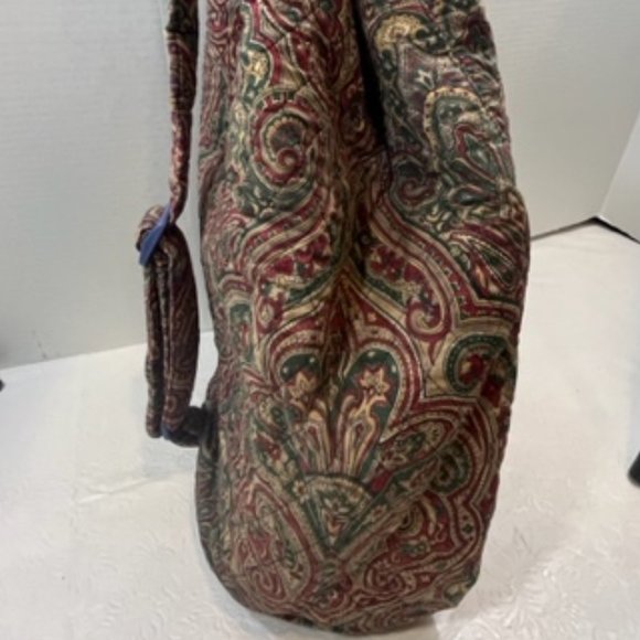 Vera Bradley Cotton Paisley Drawstring Sling Overnight Backpack Bag 9.75"x17" - Picture 6 of 16